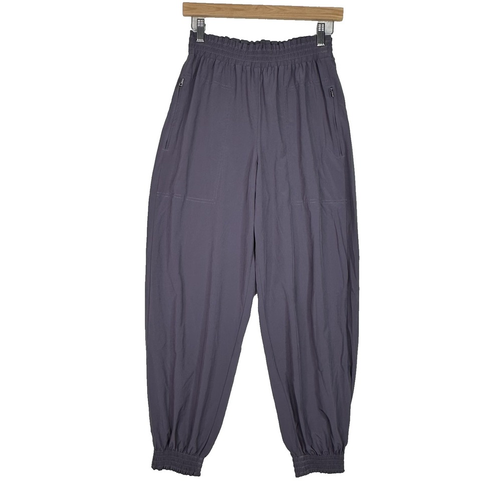Athleta Joggers Womens 2 Purple Elastic Waist‎ Zip Pocket Cuffed Athletic Pants